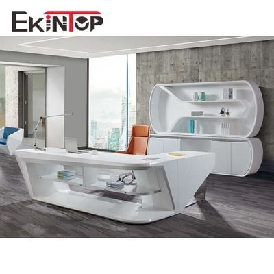 Da mesa executiva moderna do vidro de Officeworks o GV de superfície lustroso do MDF certificou