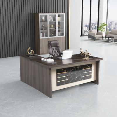 Mesa de escritório durável de madeira sólida em forma de L