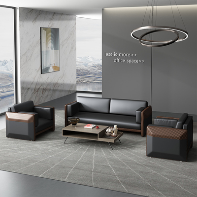 ODM de couro preto do OEM da recepção de Sofa Modular For Company Business do escritório