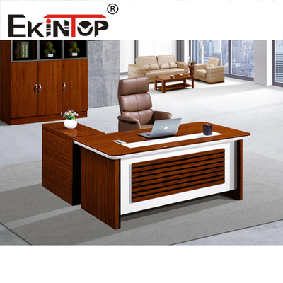 Mesa de escritório executiva de folheado de madeira e cadeira conjunto de mesa de escritório de madeira com armário de arquivo