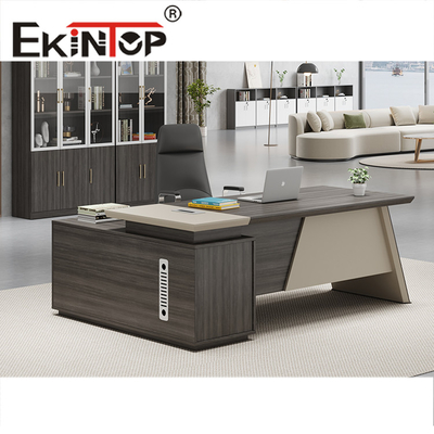 Mesa de estilo moderno em forma de L branca estilo moderno CEO gerente mesa executiva