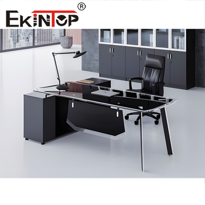 Mesa de escritório moderna de vidro temperado grande mesa de vidro retangular SGS