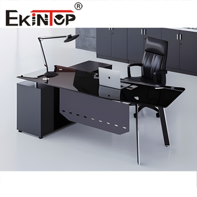 Branco Preto Vidro Moderno Mesa de Escritório Transparente de Vidro Temperado