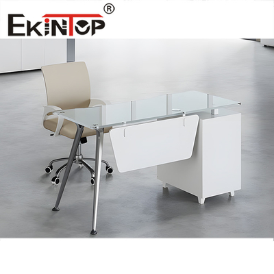 A mesa personalizada branca do vidro temperado moderou a mesa de vidro do computador