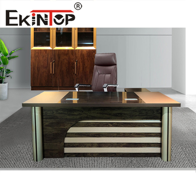 Mesa de escritório moderna simples e sofisticada, mesa modular com pedestal duplo