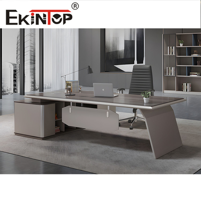 Mesa de escritório grande com acabamento cromado fosco escrivaninha estilo moderno em forma de L