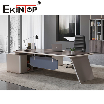 Móveis de escritório mesa de trabalho moderna mesa de trabalho Zebrano folheado de madeira anti-sujo