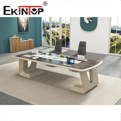 Mesa de conferência de escritório personalizada à prova d'água nogueira/cor teca