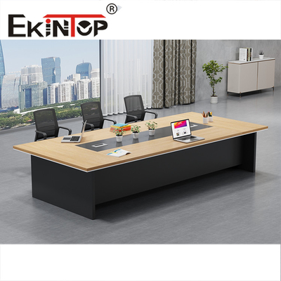 Mesa de conferência de placa de melamina extensível à prova d'água cor de nogueira