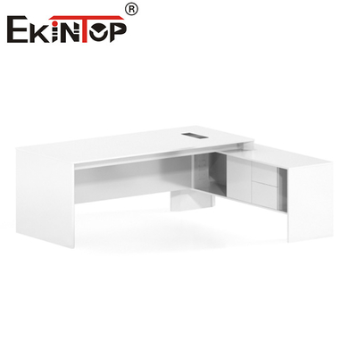 Mesa executiva em forma de L do MDF da mesa moderna branca do mobiliário de escritório
