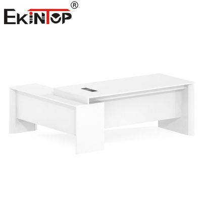 Mesa executiva em forma de L do MDF da mesa moderna branca do mobiliário de escritório