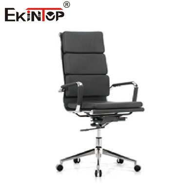 Metal preto e de escritório do plutônio cadeira de couro com altura de Seat do fechamento da inclinação 21 polegadas