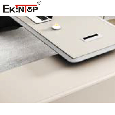Mesa de escritório domiciliário executiva em forma de L moderna com grande espaço de armazenamento