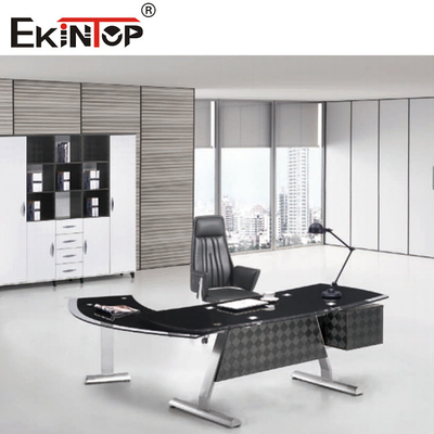 CEO moderno Executive Office Furniture da mesa de vidro preta branca lustrosa