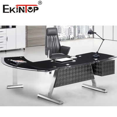 CEO moderno Executive Office Furniture da mesa de vidro preta branca lustrosa