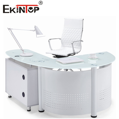 Tabela Desktop moderada preta branca do escritório domiciliário da mesa de vidro do computador