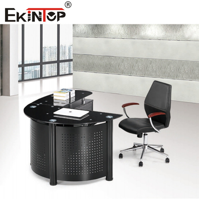 Tabela Desktop moderada preta branca do escritório domiciliário da mesa de vidro do computador