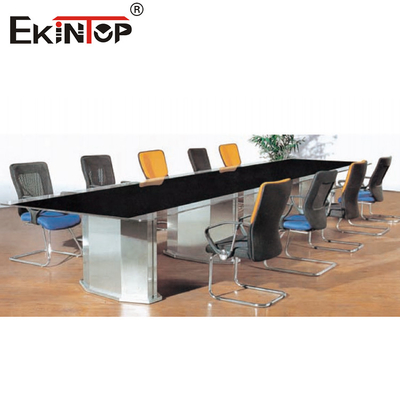 Mesa de conferências preta retangular Elegante ambiente de negócios 10 lugares