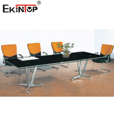 Mesa de conferências preta retangular Elegante ambiente de negócios 10 lugares