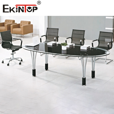 Mesa de conferências preta retangular Elegante ambiente de negócios 10 lugares