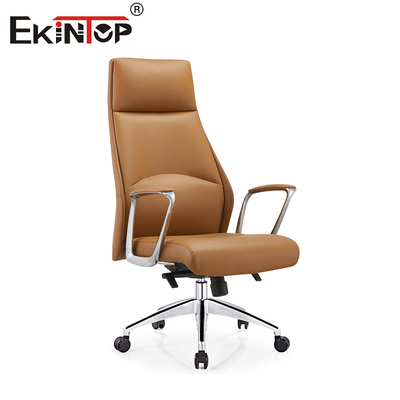 Classico encontra contemporâneo Cognac Leather cadeira de jantar com estrutura de metal Chic