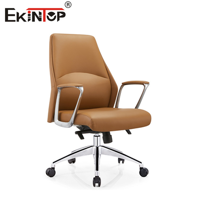 Classico encontra contemporâneo Cognac Leather cadeira de jantar com estrutura de metal Chic