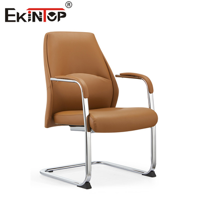 Classico encontra contemporâneo Cognac Leather cadeira de jantar com estrutura de metal Chic