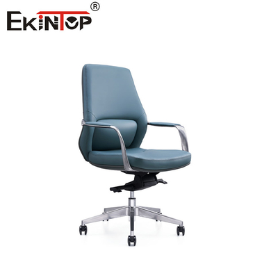 Cadeira de couro PU azul elegante e elegante para uma estética de escritório impressionante