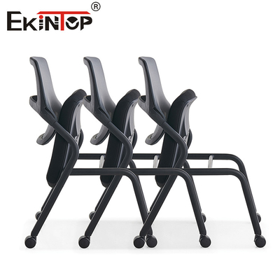 Cadeira de Treinamento Preta Moderna Com Rodagens Empilháveis Moulded Memory Foam