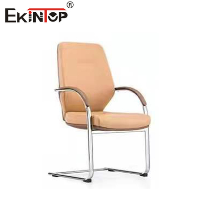Cadeira de escritório de couro ajustável de altura com braços 320 mm base de cromo