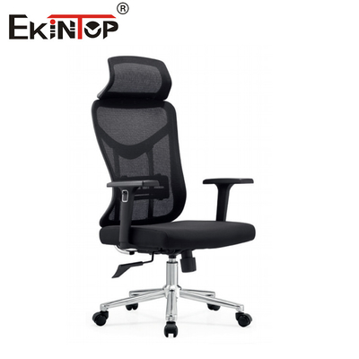 Cadeira de escritório de malha ergonômica ajustável de parte superior preta estilo moderno