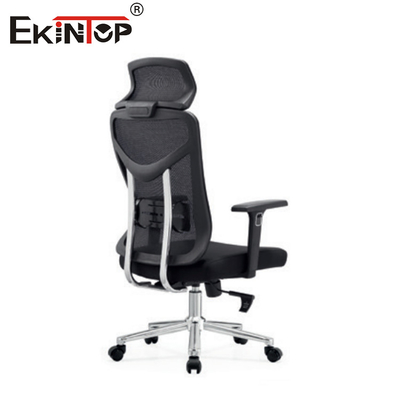 Cadeira de escritório de malha ergonômica ajustável de parte superior preta estilo moderno