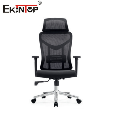 Cadeira de escritório de malha ergonômica ajustável de parte superior preta estilo moderno