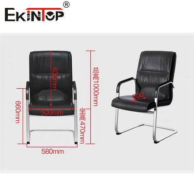 OEM cadeira de escritório de couro preto com braços e estrutura de metal estilo de negócios