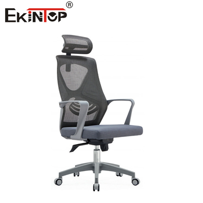 Cadeira de escritório de malha ergonômica cinza com apoios de braço de PP 10 anos de garantia