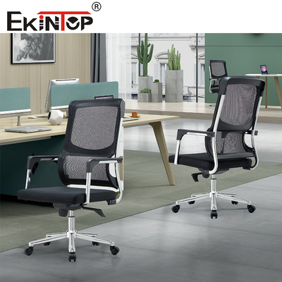 Cadeira de escritório ergonômica de malha preta estilo moderno tamanho padrão