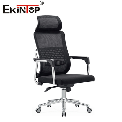 Cadeira de escritório ergonômica preta de rede alta com função giratória