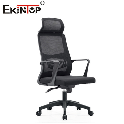 Cadeira de escritório de malha ergonômica preta com almofada de assento de espuma estilo moderno