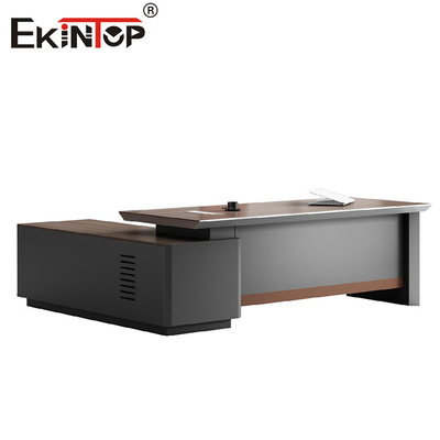 Mesa de escritório executiva de madeira em estilo industrial