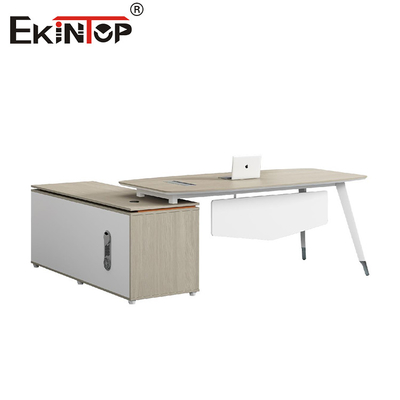 Mesa de escritório em forma de L Mesas executivas modernas com armário de armazenamento