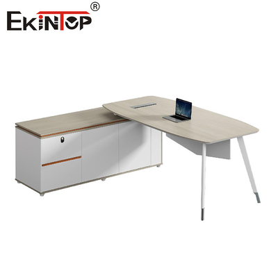 Mesa de escritório em forma de L Mesas executivas modernas com armário de armazenamento
