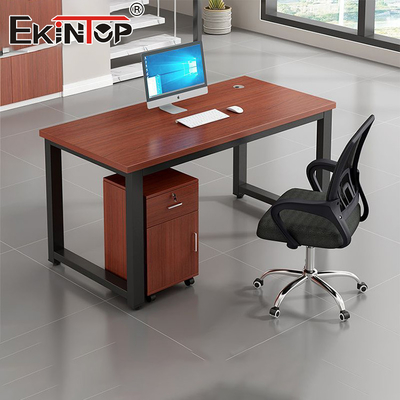 Mesa de escritório de madeira de estilo clássico com armário lateral Mobiliário de recepção de escritório