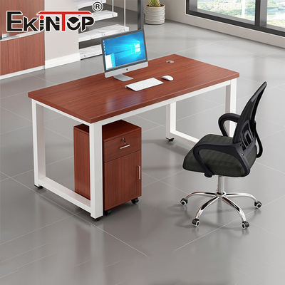 Mesa de escritório de madeira de estilo clássico com armário lateral Mobiliário de recepção de escritório