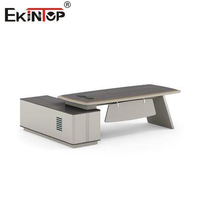 Mesa de escritório em forma de L com armário de armazenamento