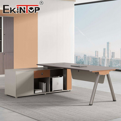 Mesa executiva em estilo moderno em forma de L da Fábrica de Móveis Mesa de madeira de acácia