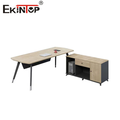 Mesa de escritório em forma de L executiva com gavetas