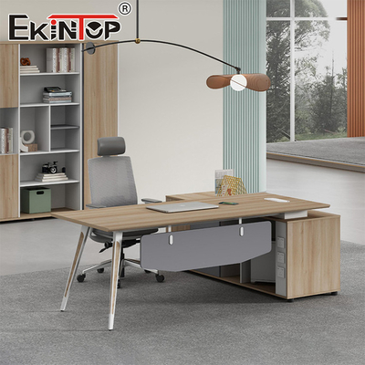 Mesa de escritório de carvalho estilo moderno com armário lateral mesa feita sob medida