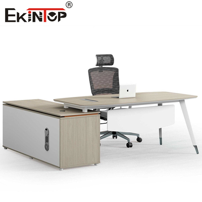 Mesa de escritório de carvalho estilo moderno com armário lateral mesa feita sob medida