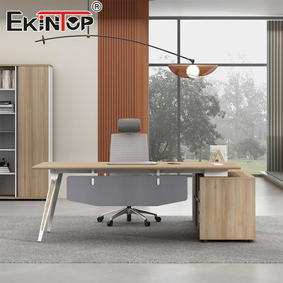 Escritório moderno de escritório em forma de L Design estilo contemporâneo Escritório feito sob medida