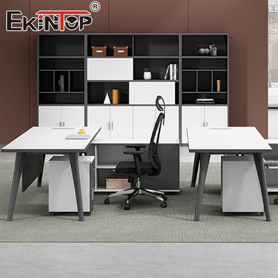 Mesa de escritório personalizada de madeira em forma de L Mesa de escritório moderna Mobiliário de escritório modular